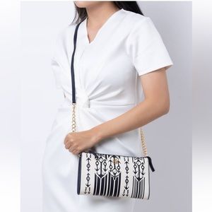 Tory Burch Navy and White Crossbody Bag